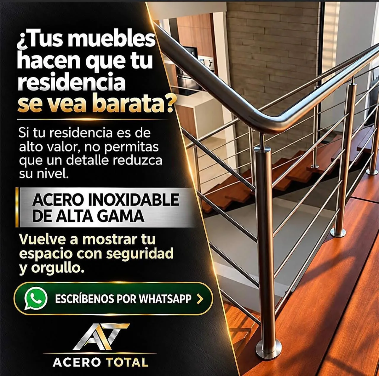 Barandal para escalera de acero inoxidable